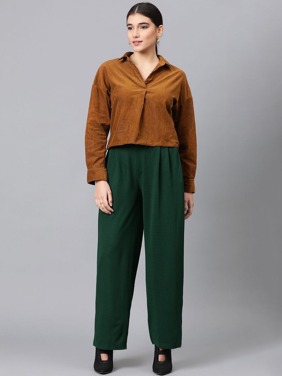 Kotty Women High-Rise Easy Wash Pleated Parallel Trousers