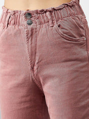 Kotty Women Old Rose Pink Tapered Fit High-Rise Clean Look Jeans
