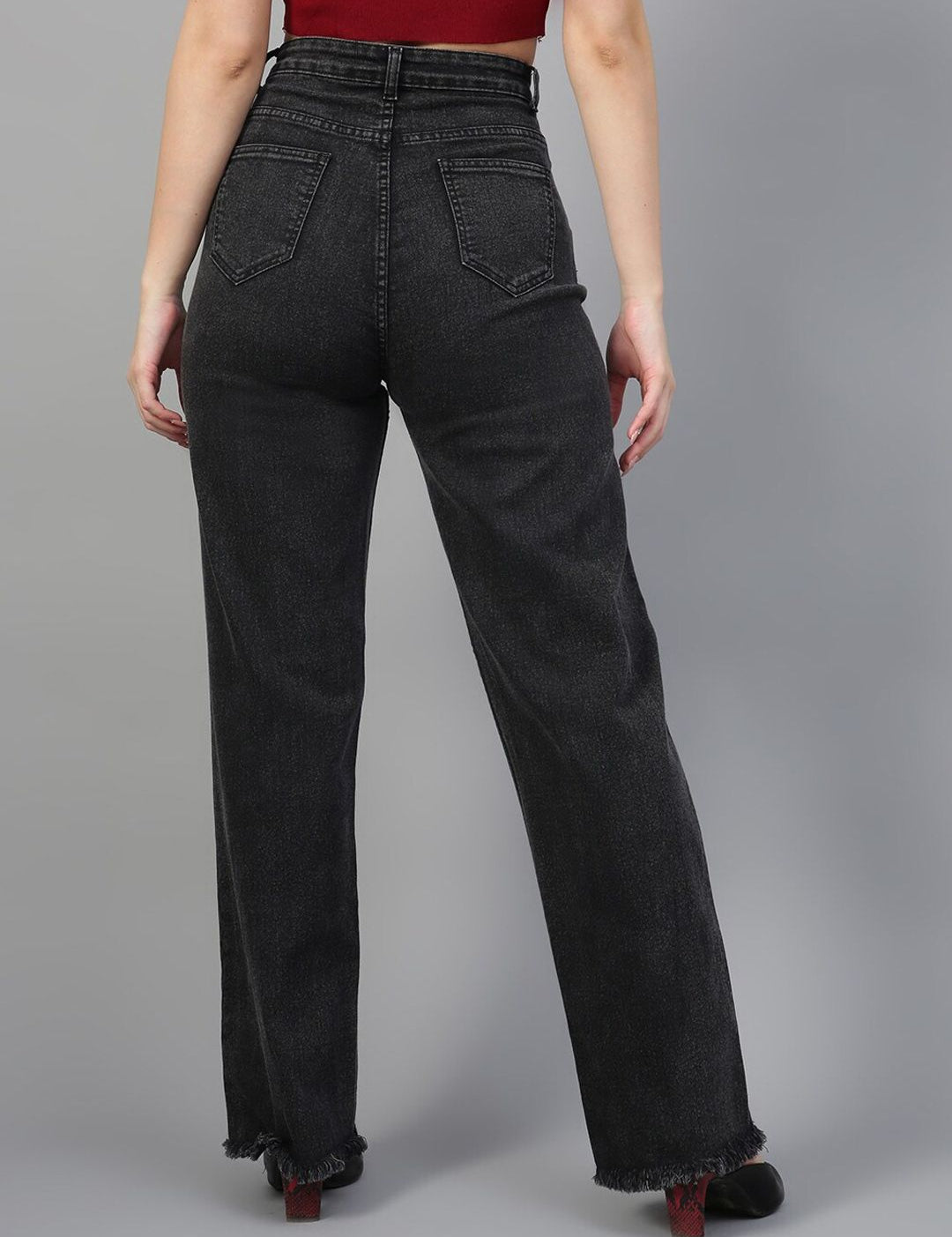 Kotty Women Jean Straight Fit High-Rise Light Fade Stretchable Jeans