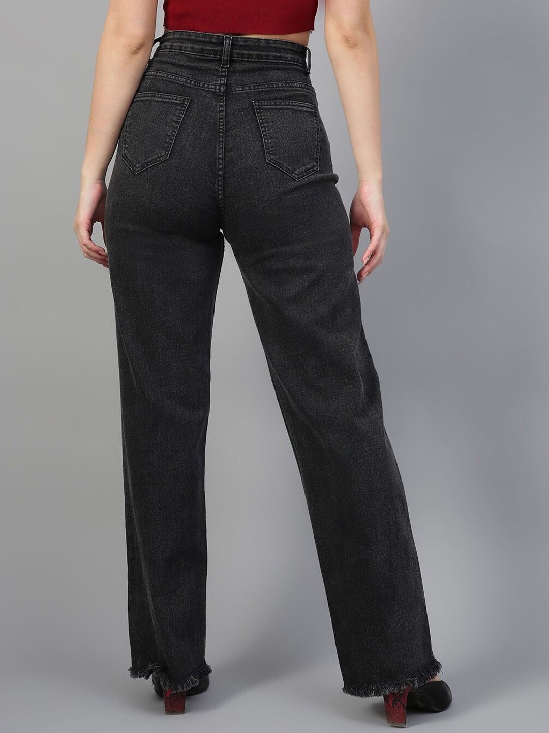 Kotty Women Jean Straight Fit High-Rise Light Fade Stretchable Jeans