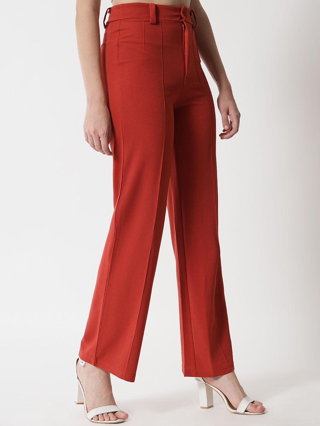 Kotty Women Pack Of 2 Straight Fit High-Rise Easy Wash Parallel Trousers