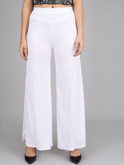 Kotty Women White Flared High-Rise Parallel Trousers