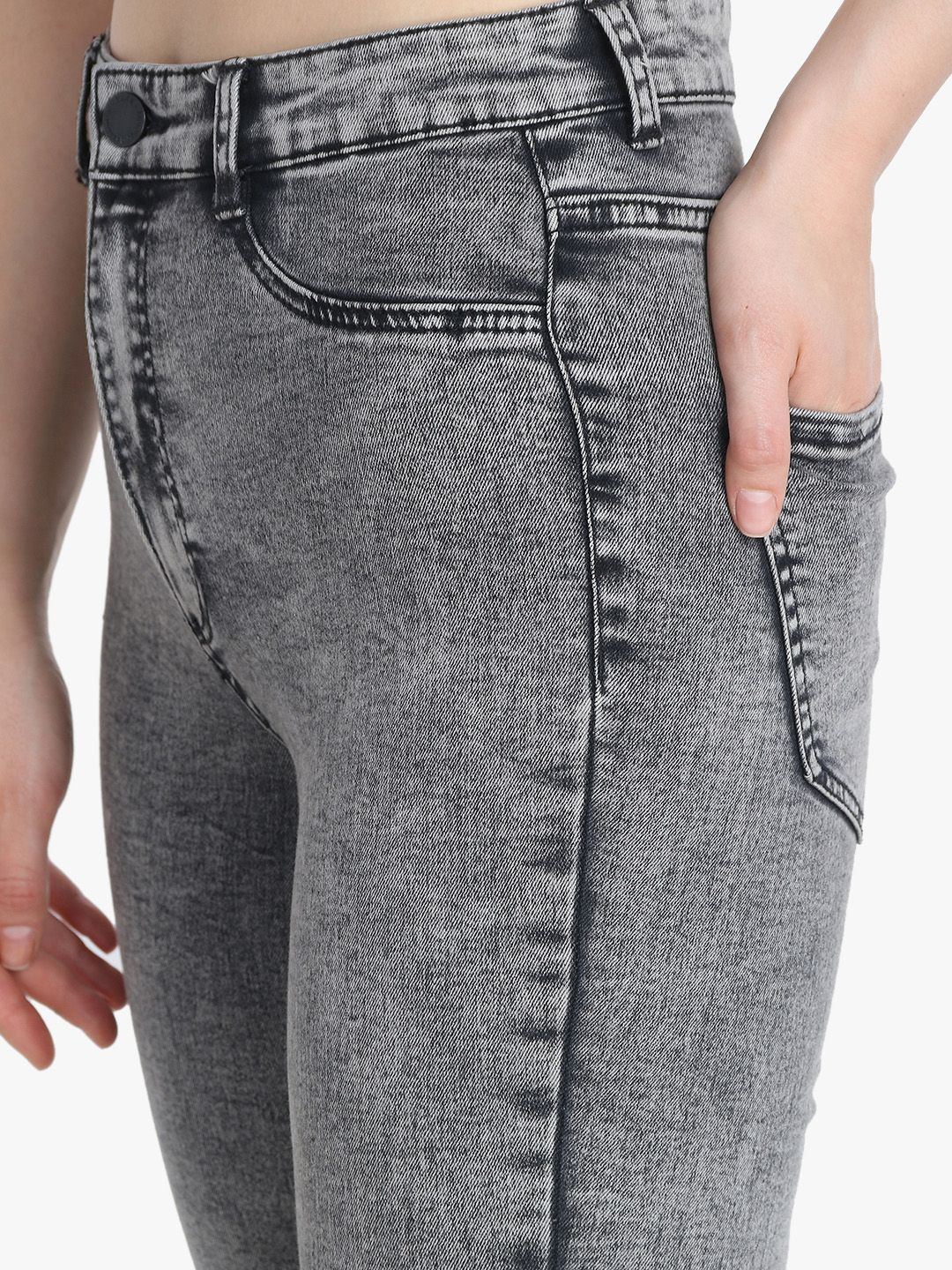 Kotty Women Charcoal Grey Skinny Fit High-Rise Clean Look Jeans