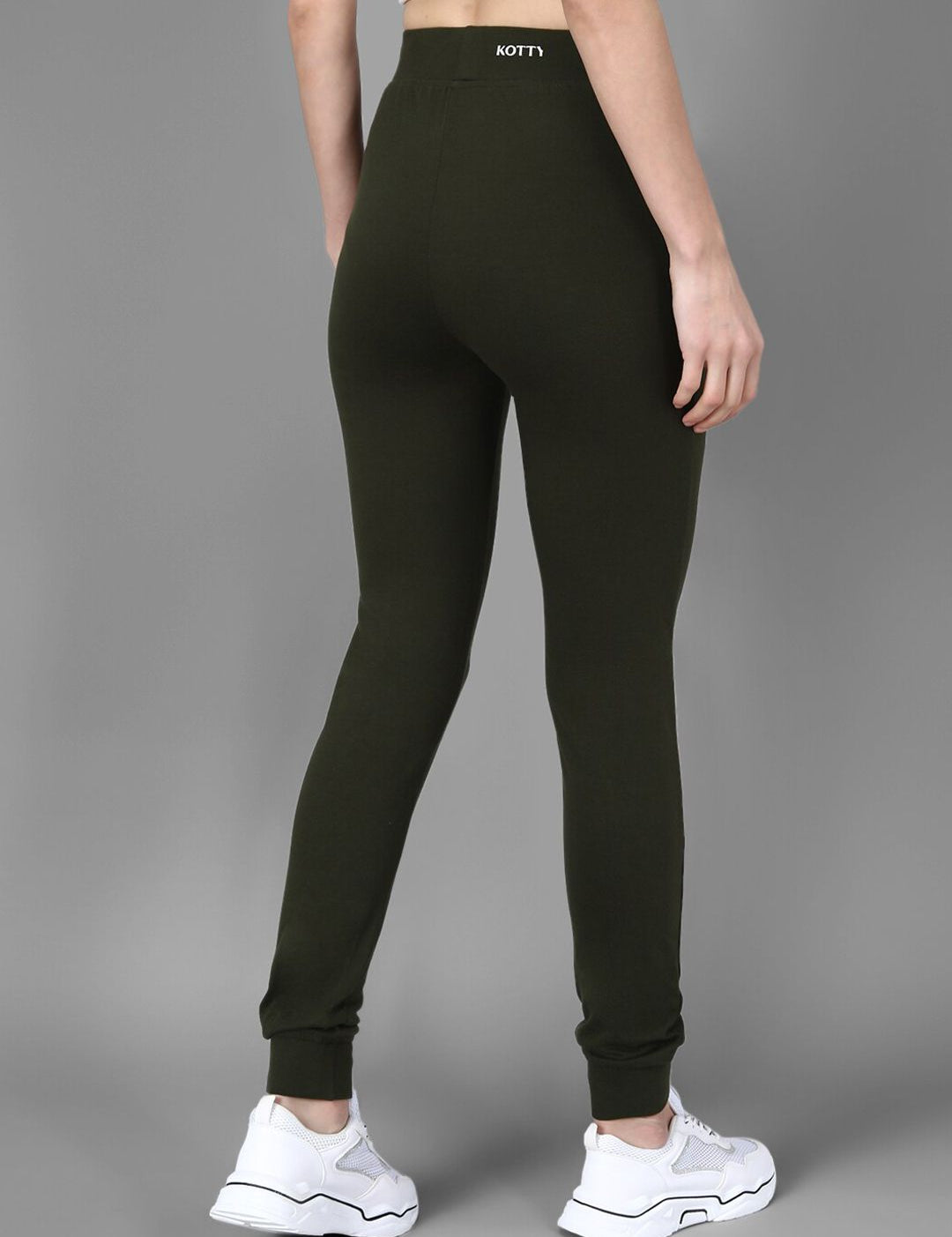 Kotty Women Olive Green & White Printed Joggers