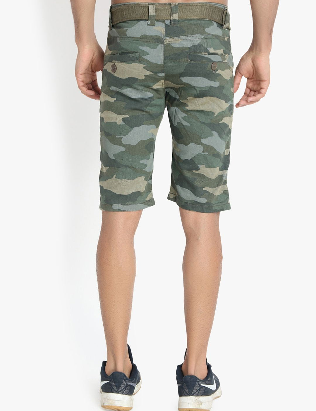 Kotty Men Blue & Green Camouflage Printed Regular Fit Regular Shorts