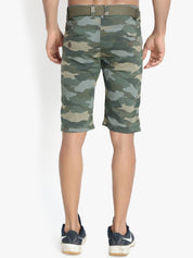 Kotty Men Blue & Green Camouflage Printed Regular Fit Regular Shorts