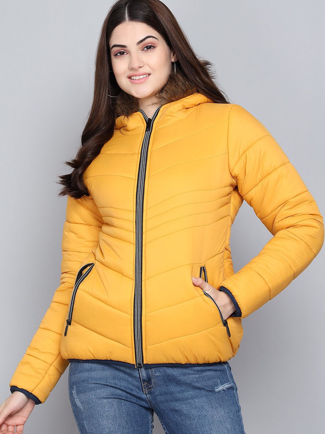 Kotty Women Yellow Outdoor Puffer Jacket