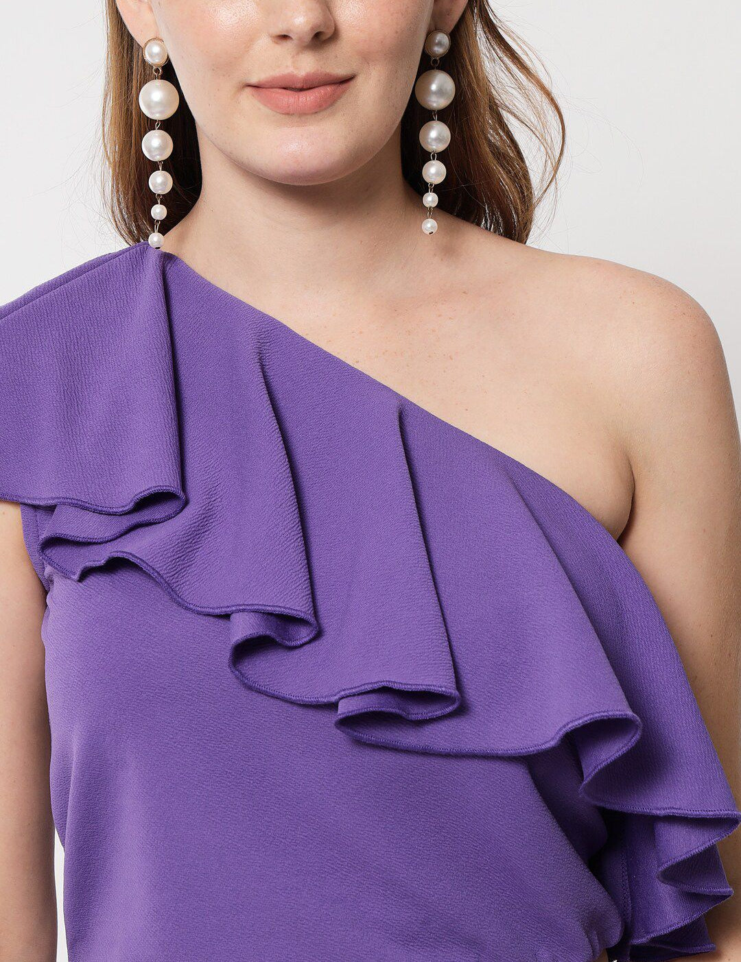 Kotty One Shoulder Ruffles Details Top & Trouser Co-Ords Set