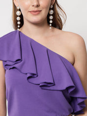 Kotty One Shoulder Ruffles Details Top & Trouser Co-Ords Set