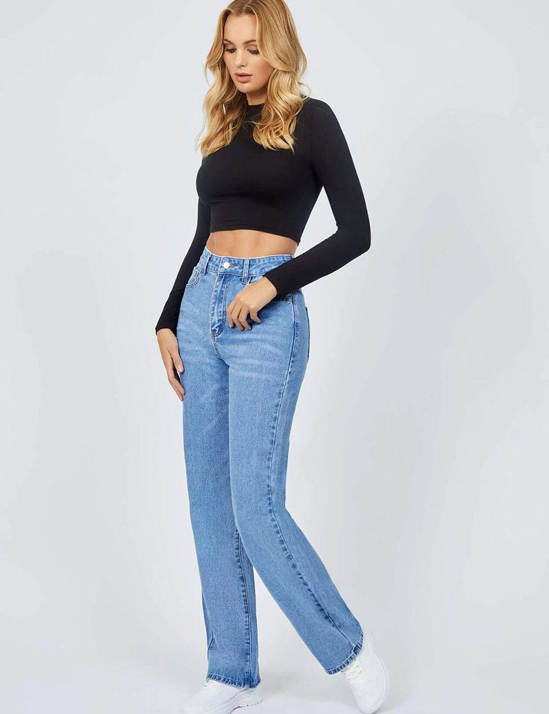 Kotty Women Jean Straight Fit High-Rise Light Fade Stretchable Jeans