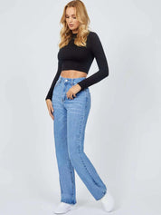 Kotty Women Jean Straight Fit High-Rise Light Fade Stretchable Jeans