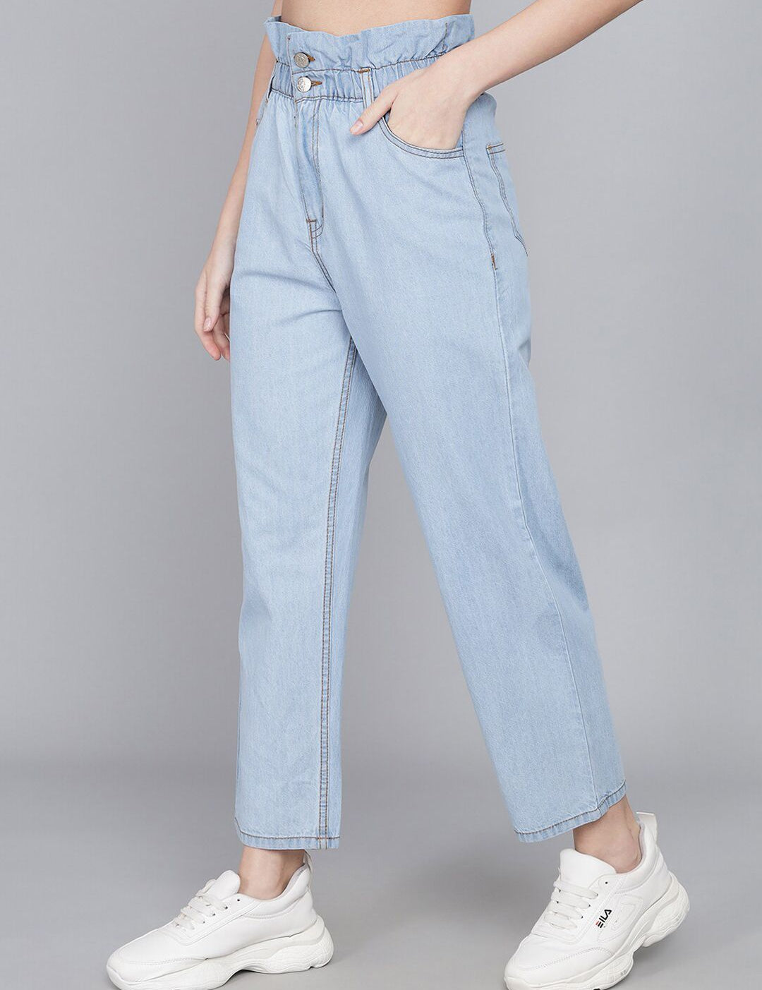 Kotty Women Blue Boyfriend Fit High-Rise Jeans