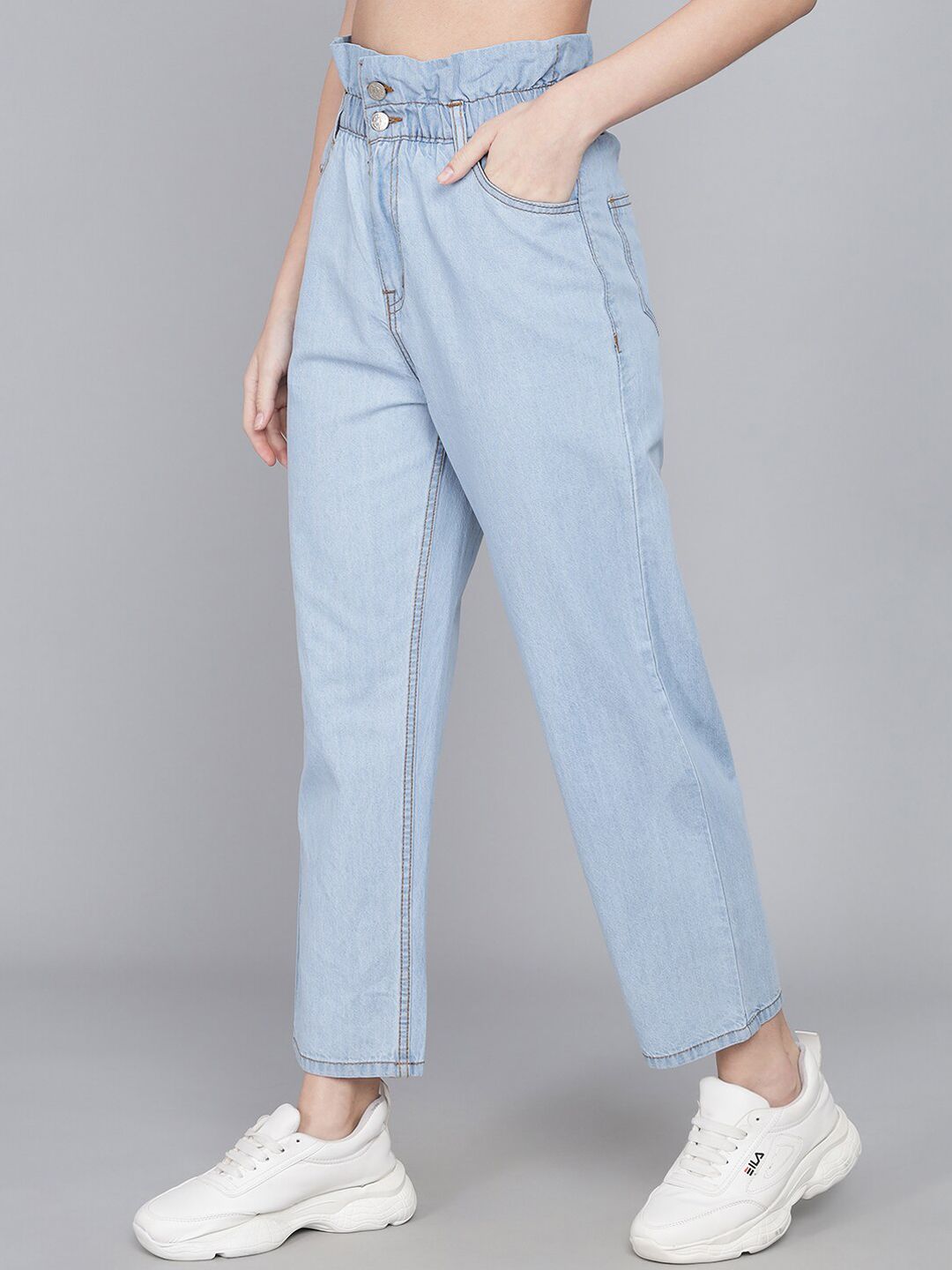 Kotty Women Blue Boyfriend Fit High-Rise Jeans