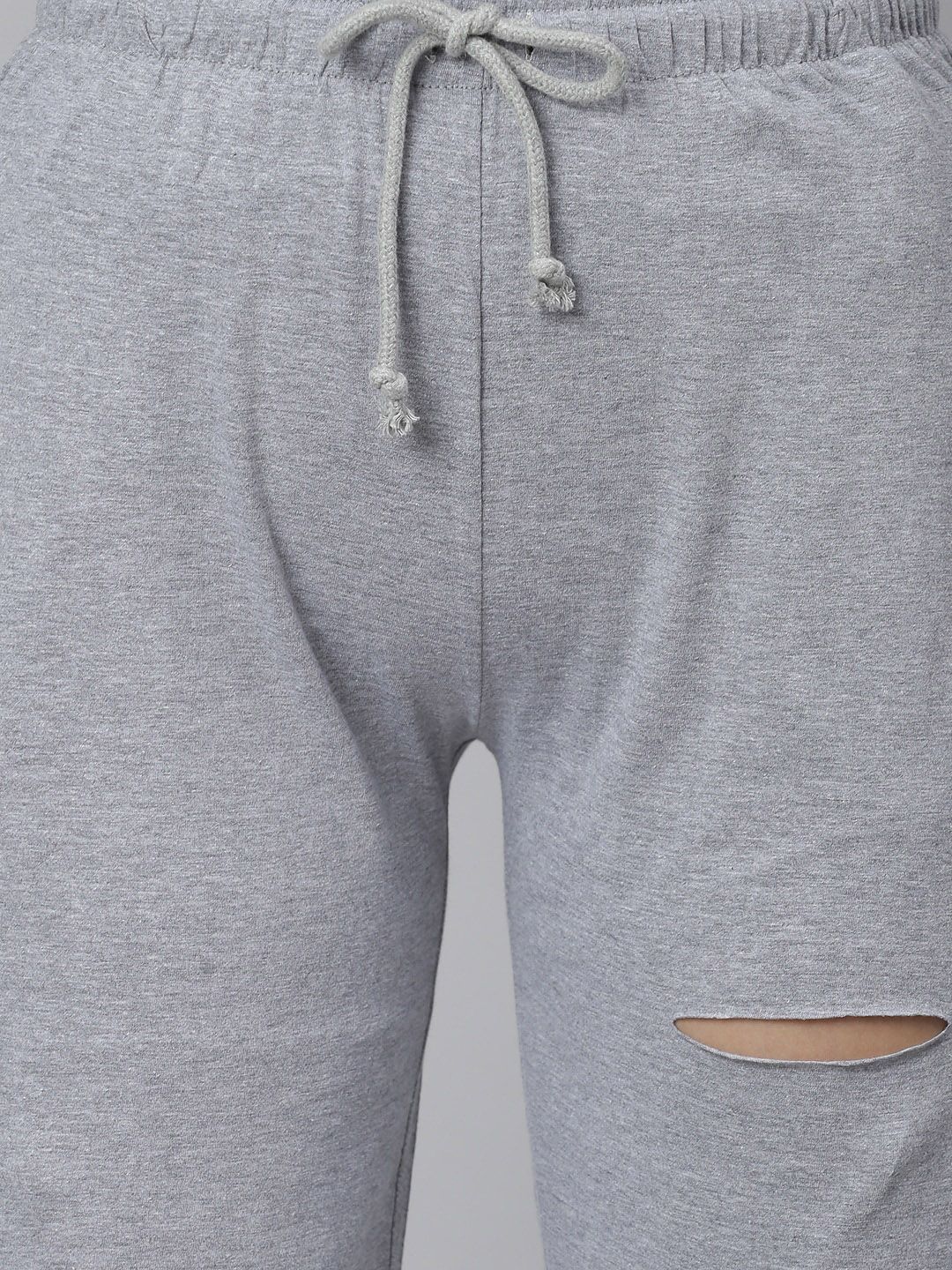 Kotty Women Grey Solid Straight-Fit Track Pants