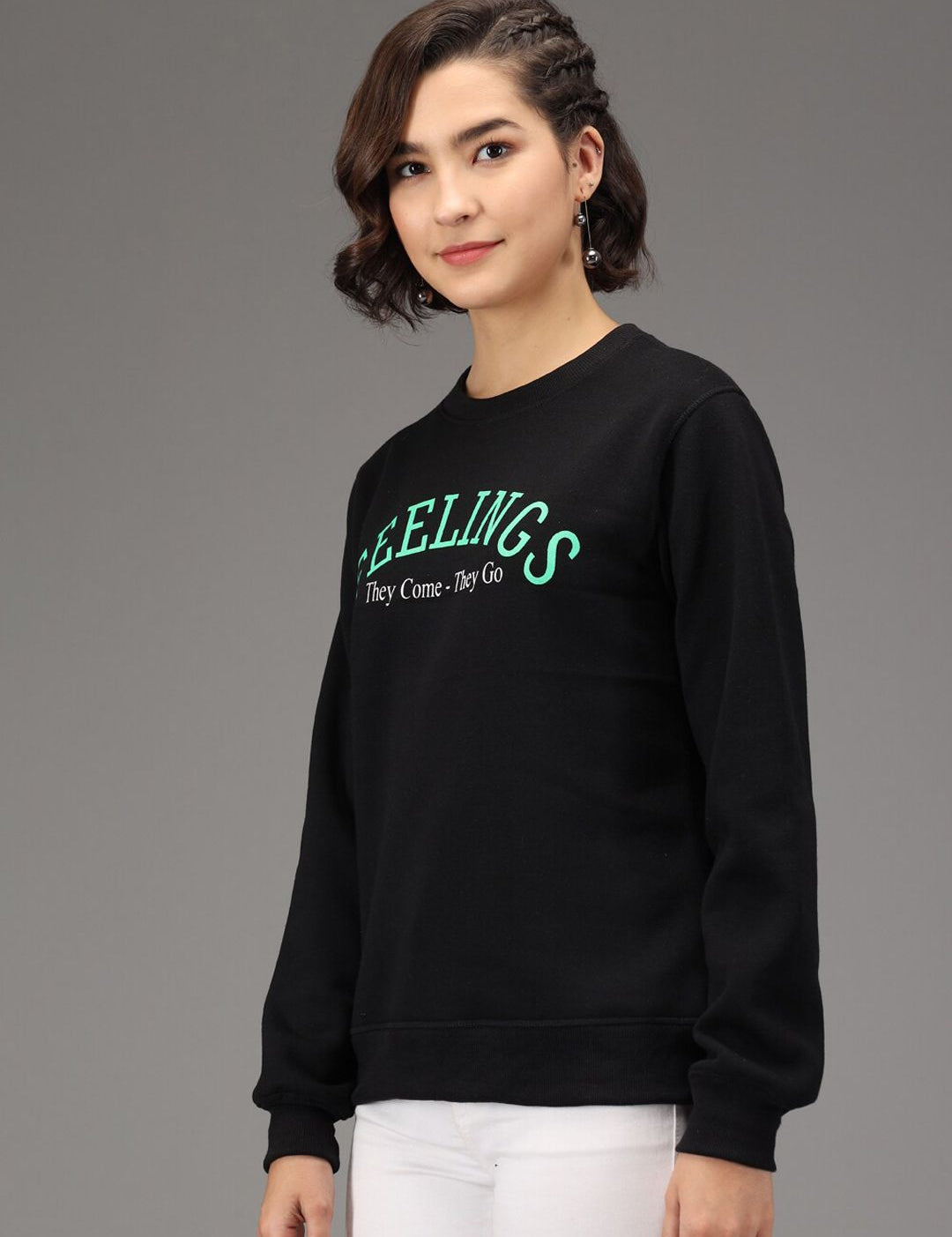 Kotty Women Black Printed Sweatshirt