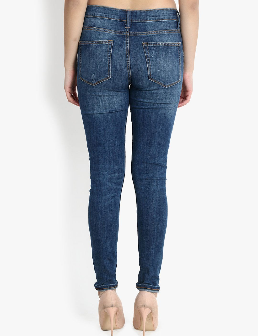 Kotty Women Blue Skinny Fit Mid-Rise Mildly Distressed Jeans