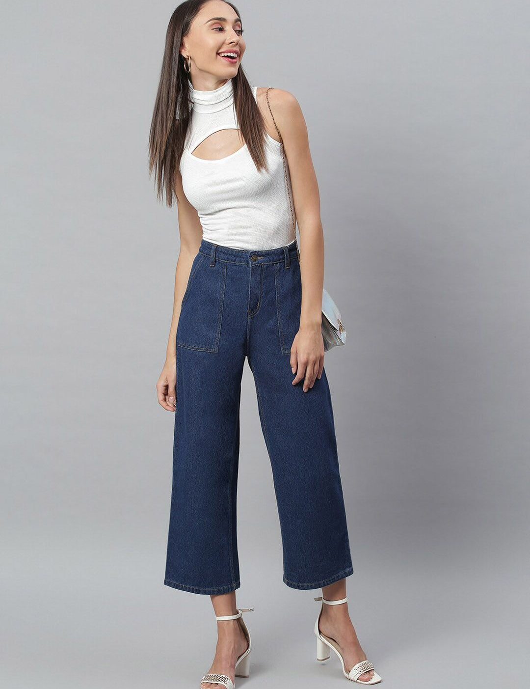 Kotty Women Navy Blue Regular Fit High-Rise Clean Look Stretchable Jeans