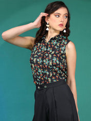 Kotty Women Abstract Printed Shirt Collar  Top