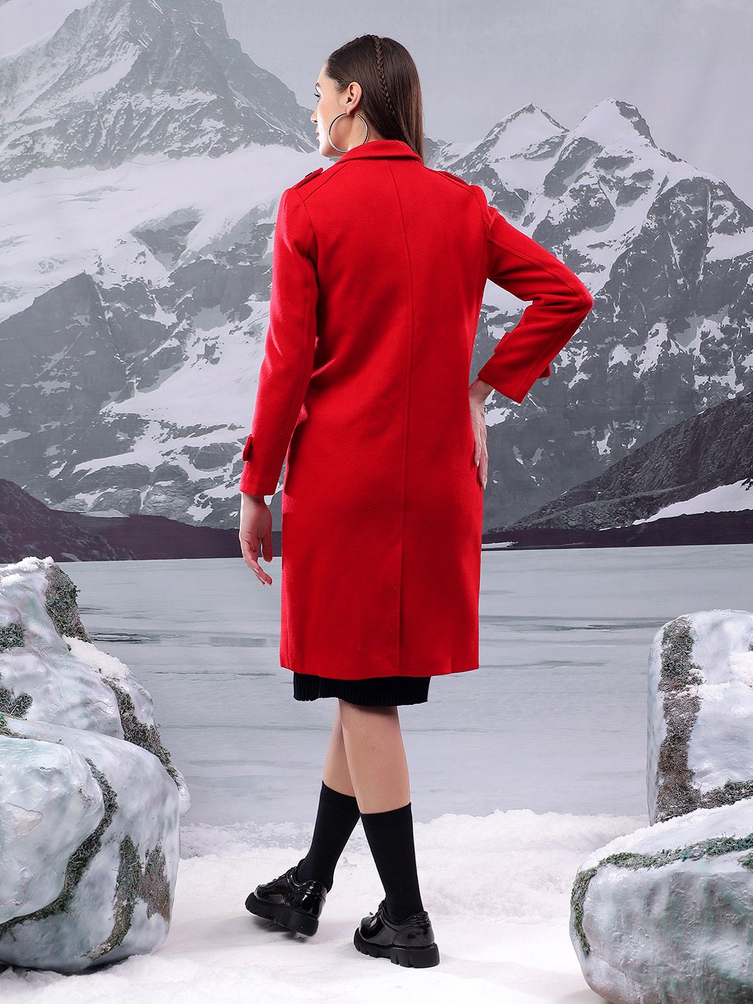 Kotty Women Notched Lapel Single-Breasted Overcoat