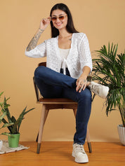 Kotty Women Open Knit Three-Quarter Sleeves