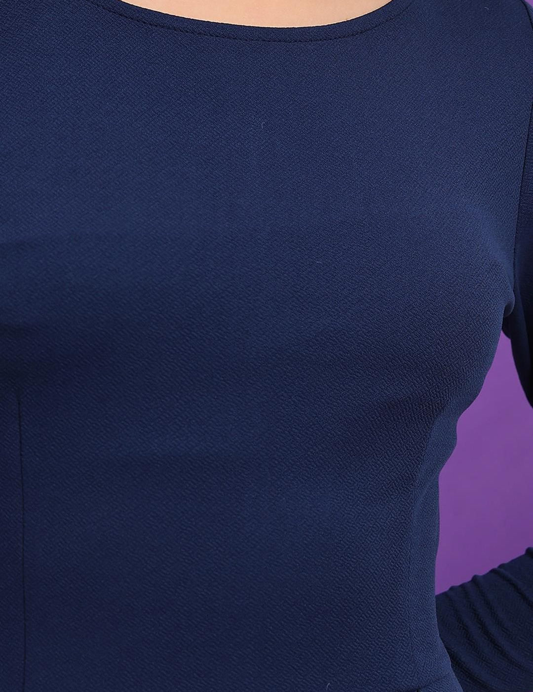 Kotty Round Neck Pleated Fit & Flare Dress