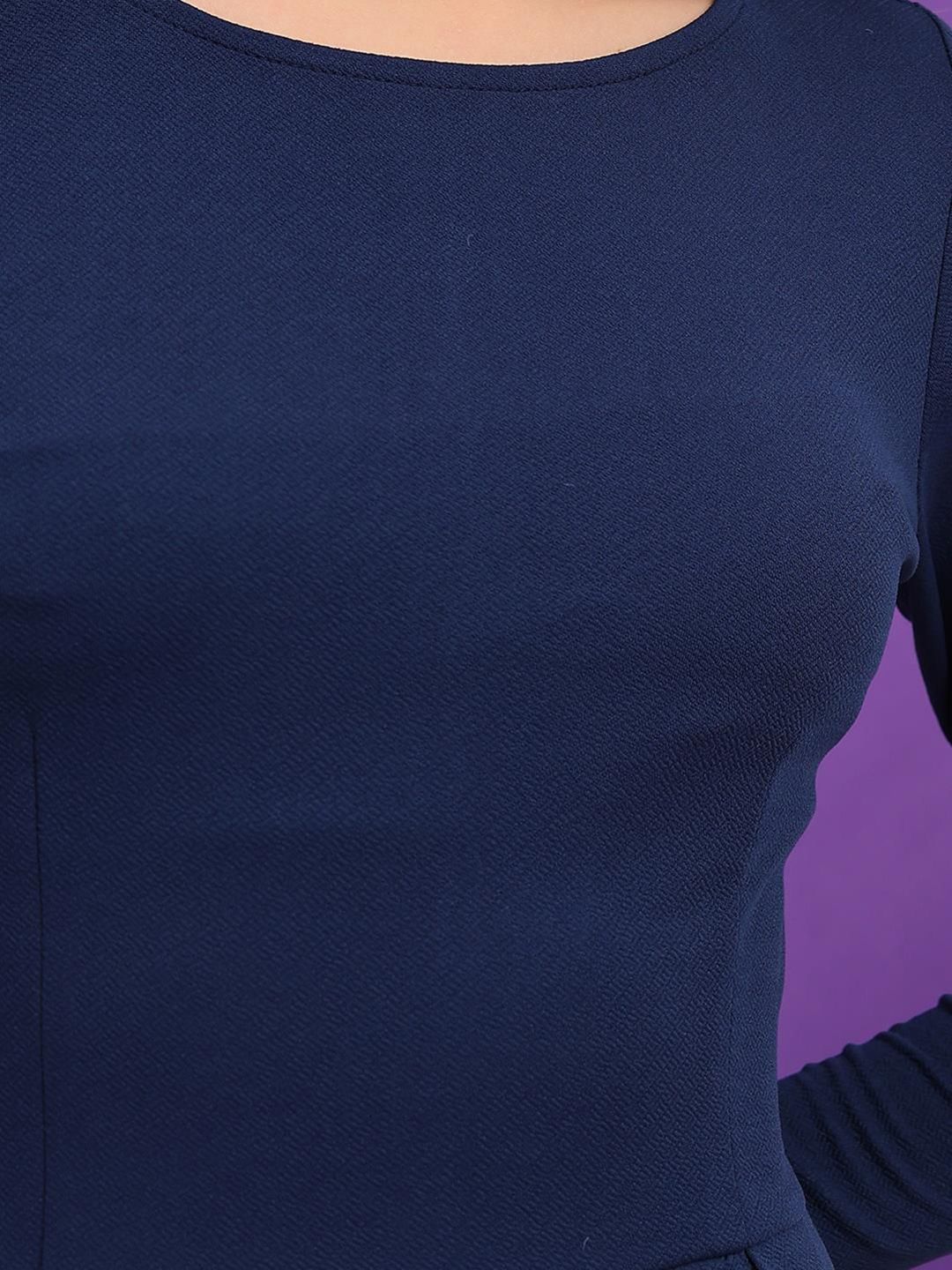 Kotty Round Neck Pleated Fit & Flare Dress