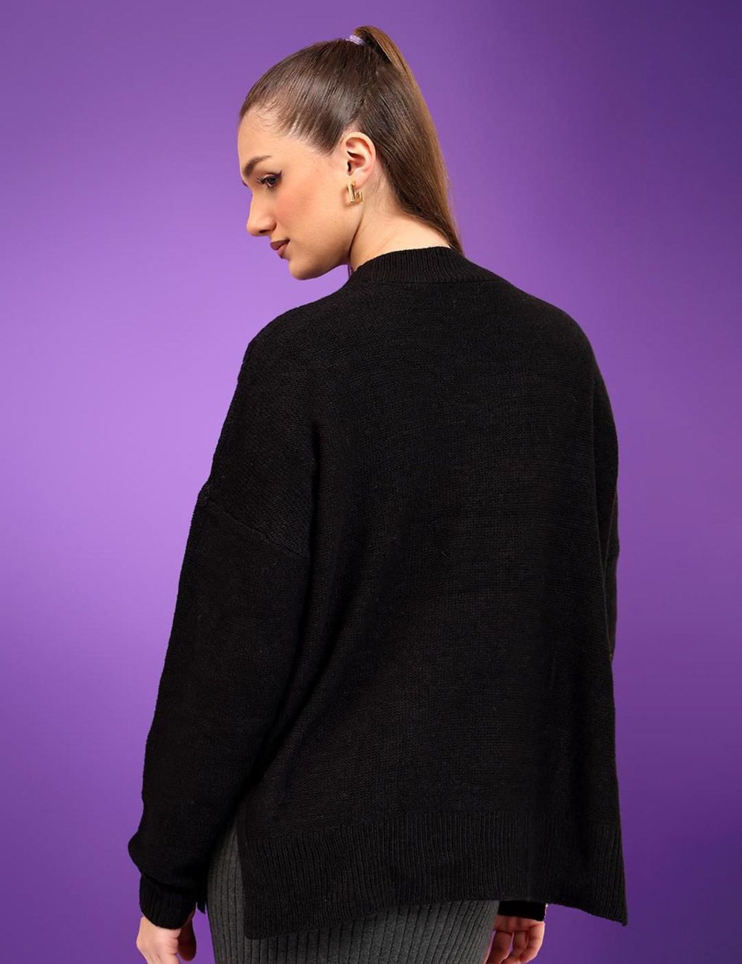 Kotty Women Self Design Cable Knit Pullover Sweater 