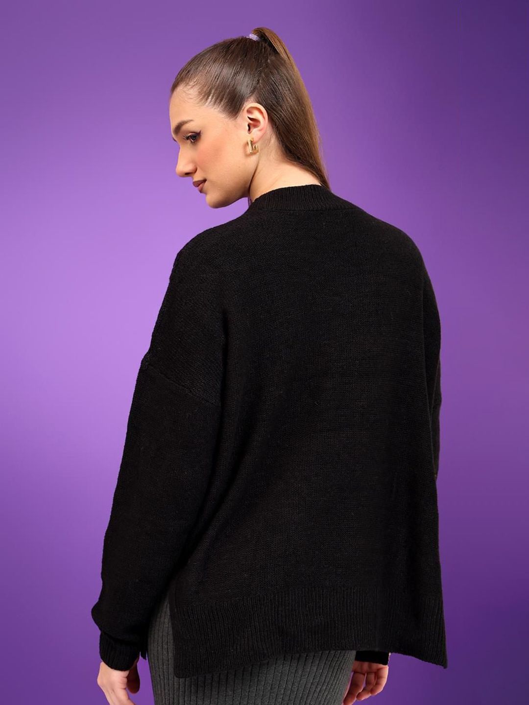 Kotty Women Self Design Cable Knit Pullover Sweater 