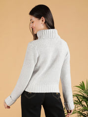 Kotty Women Cotton Turtle Neck Long Sleeves Casual Pullover