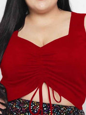 KOTTY Women Plus Size Sweetheart Neck Solid  Top