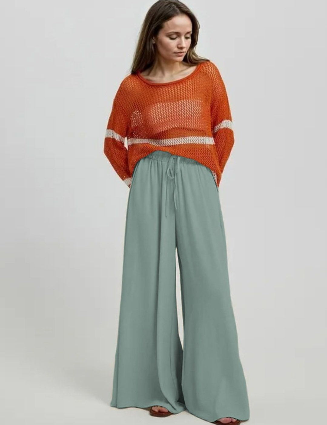 Kotty Women Relaxed Loose Fit High-Rise Wide Leg Trousers