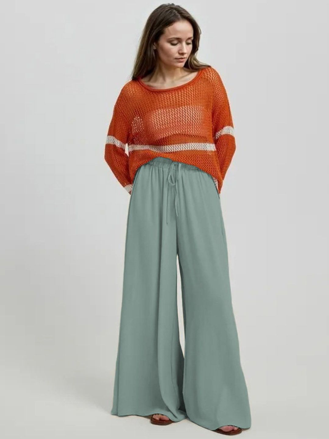 Kotty Women Relaxed Loose Fit High-Rise Wide Leg Trousers
