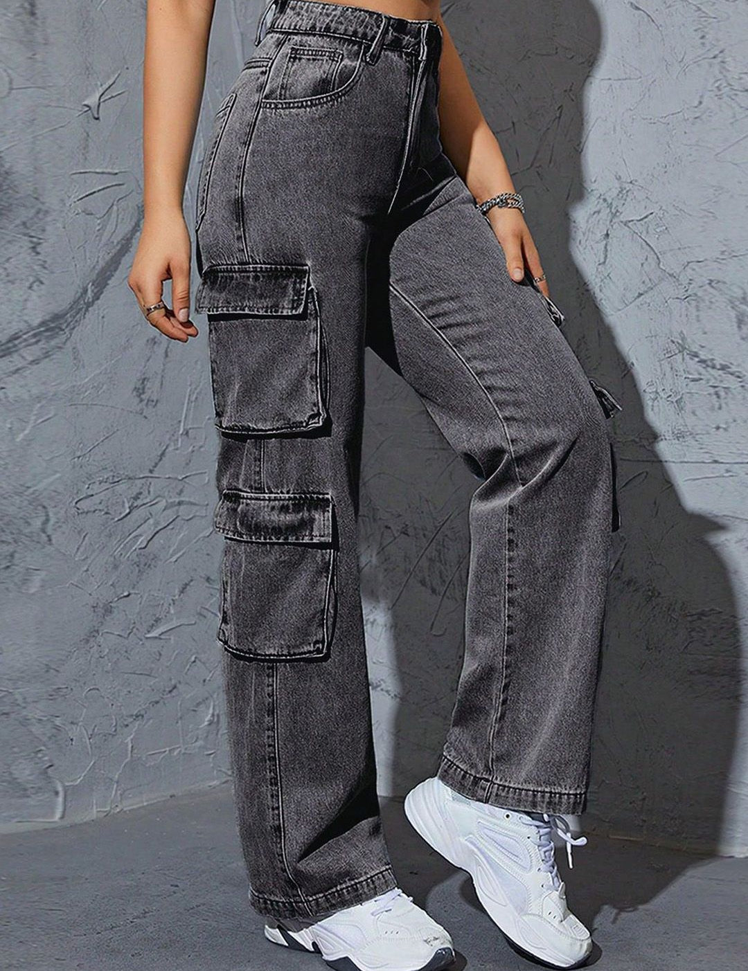 Kotty Women Jean Wide Leg High-Rise Heavy Fade Stretchable Jeans