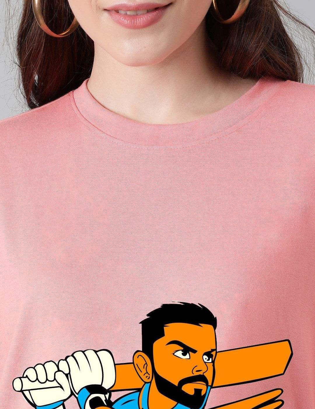 Kotty Women Graphic Printed Round Neck Cotton Oversized T-shirt