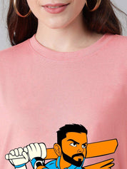 Kotty Women Graphic Printed Round Neck Cotton Oversized T-shirt