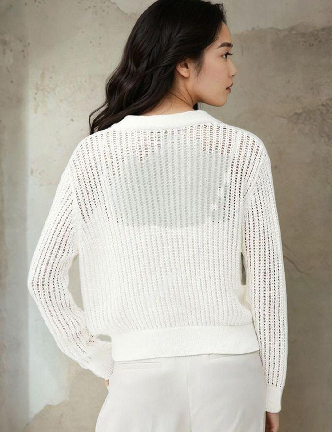 Kotty Women Open Knit Crop Cardigan