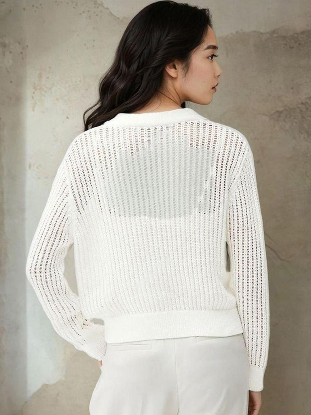 Kotty Women Open Knit Crop Cardigan