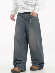 Kotty Men Wide Leg Low-Rise Light Fade Stretchable Jeans
