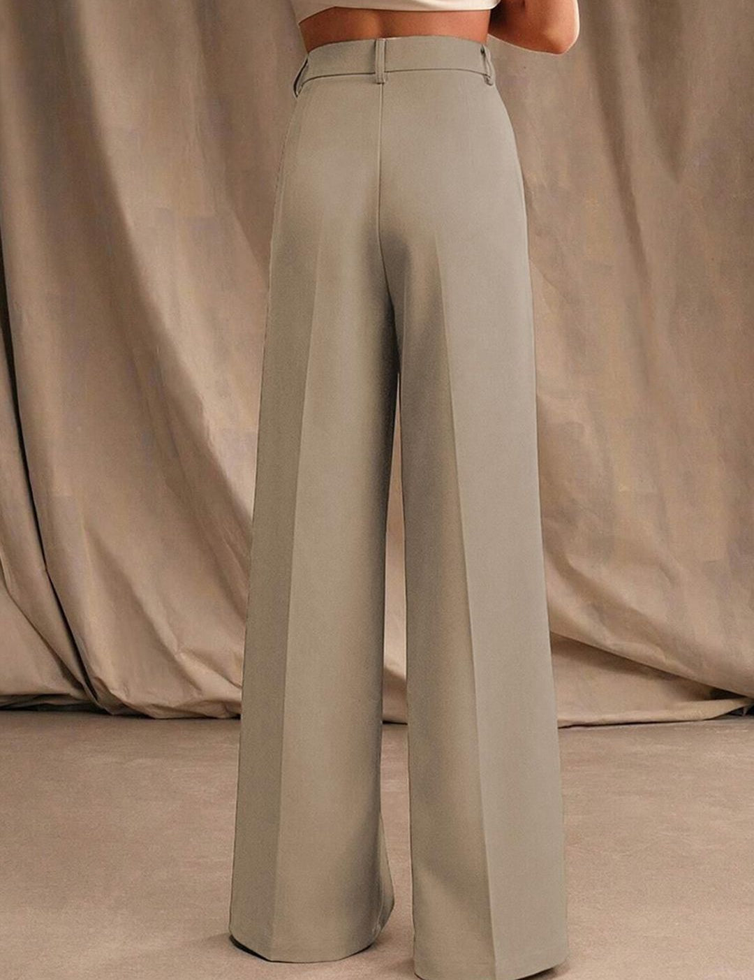 Kotty Women Cotton Relaxed Straight Leg Straight Fit High-Rise Easy Wash Formal Trousers