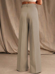 Kotty Women Cotton Relaxed Straight Leg Straight Fit High-Rise Easy Wash Formal Trousers