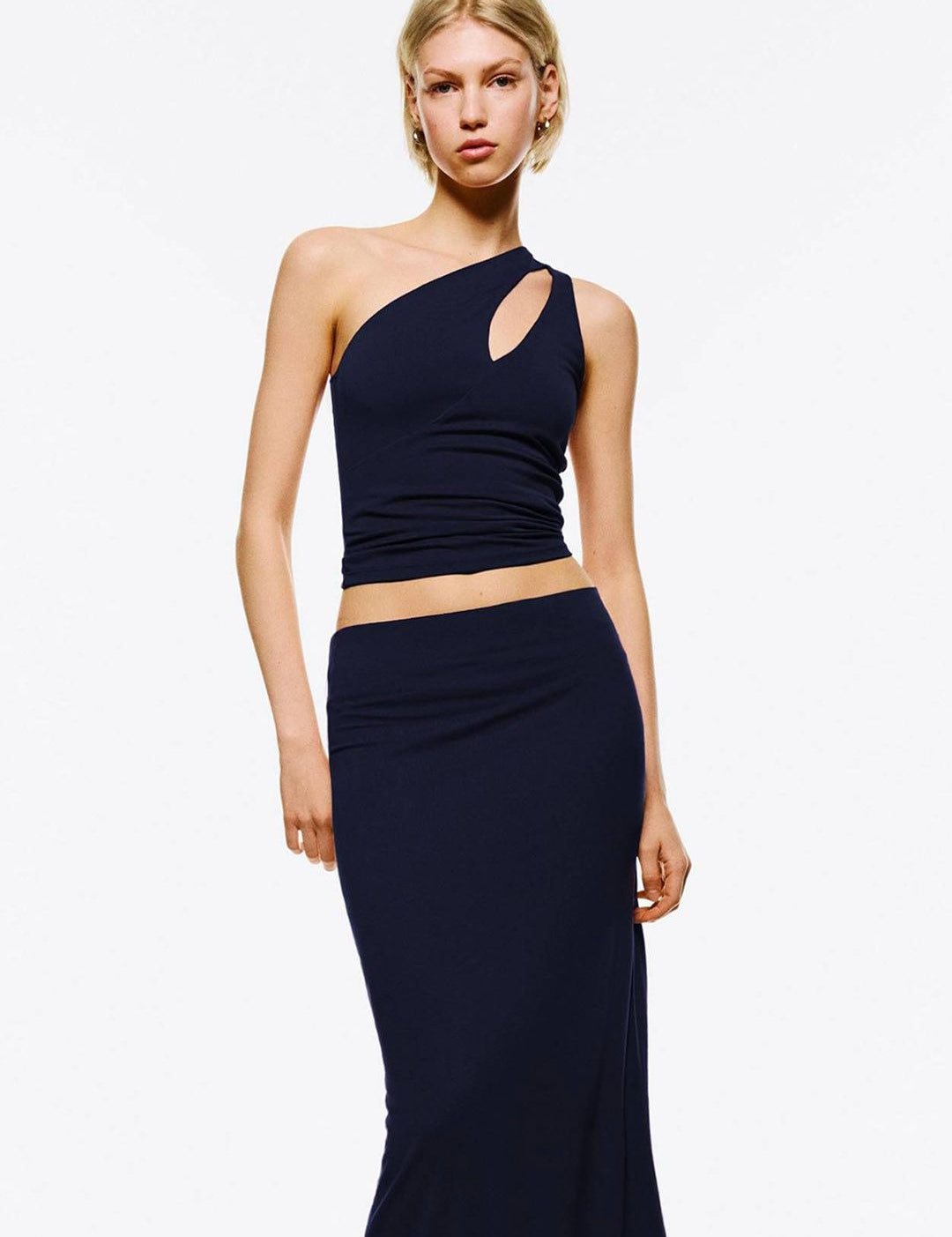 Kotty One-Shoulder Top With  Peplum Skirt Co-ords Set