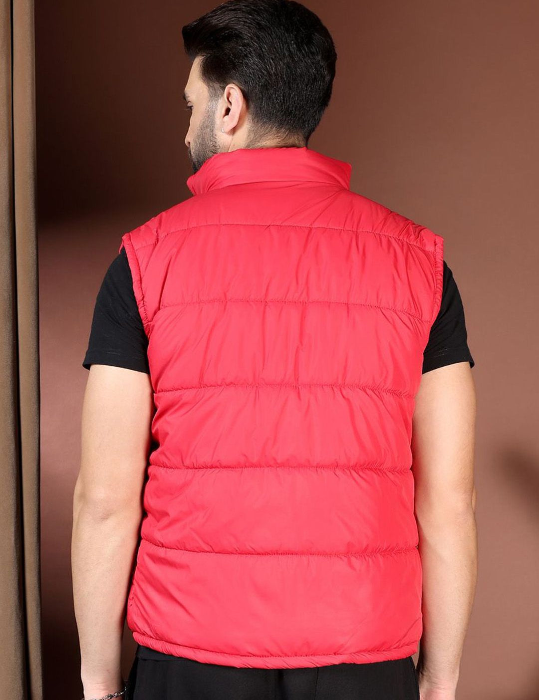 Kotty Men Stand Collar Solid Puffer Jacket