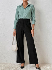 Black Straight Fit High-Rise Trousers for Women | Kotty