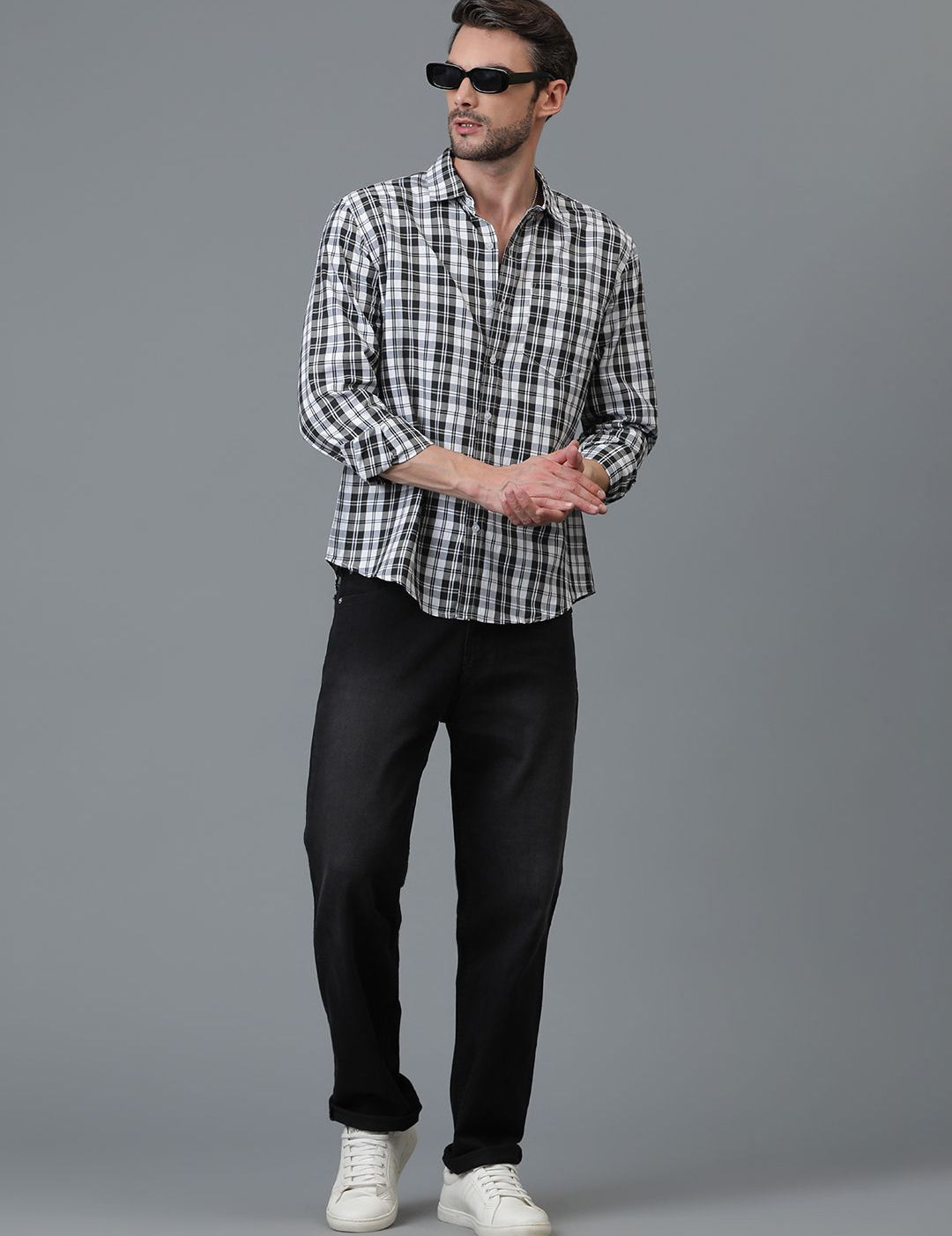 Kotty New Tartan Checks Spread Collar Casual Shirt