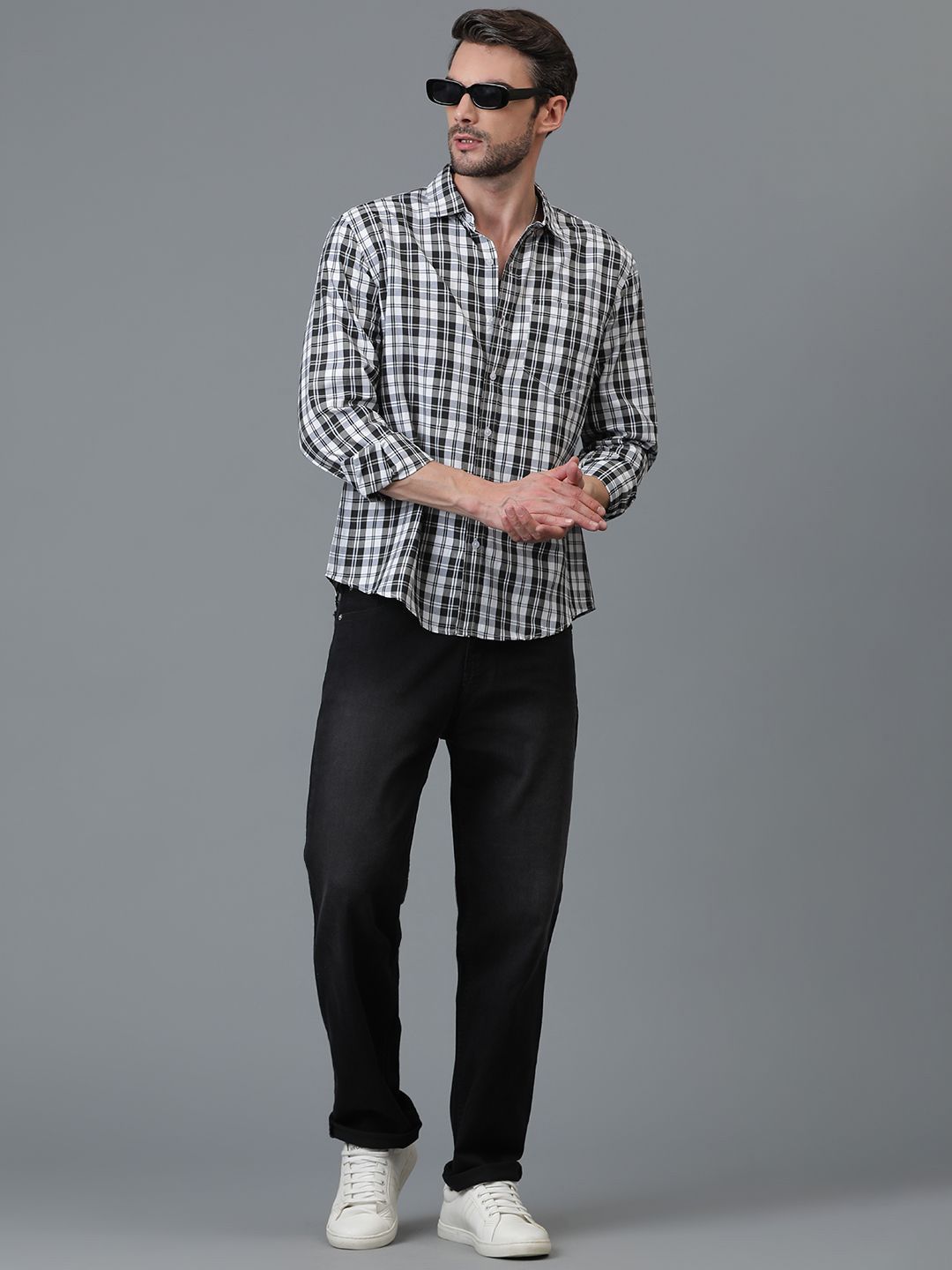 Kotty New Tartan Checks Spread Collar Casual Shirt