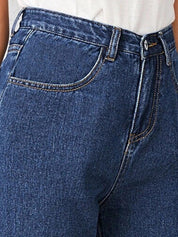 Kotty Women Navy Blue Jean Straight Fit High-Rise Stretchable Jeans