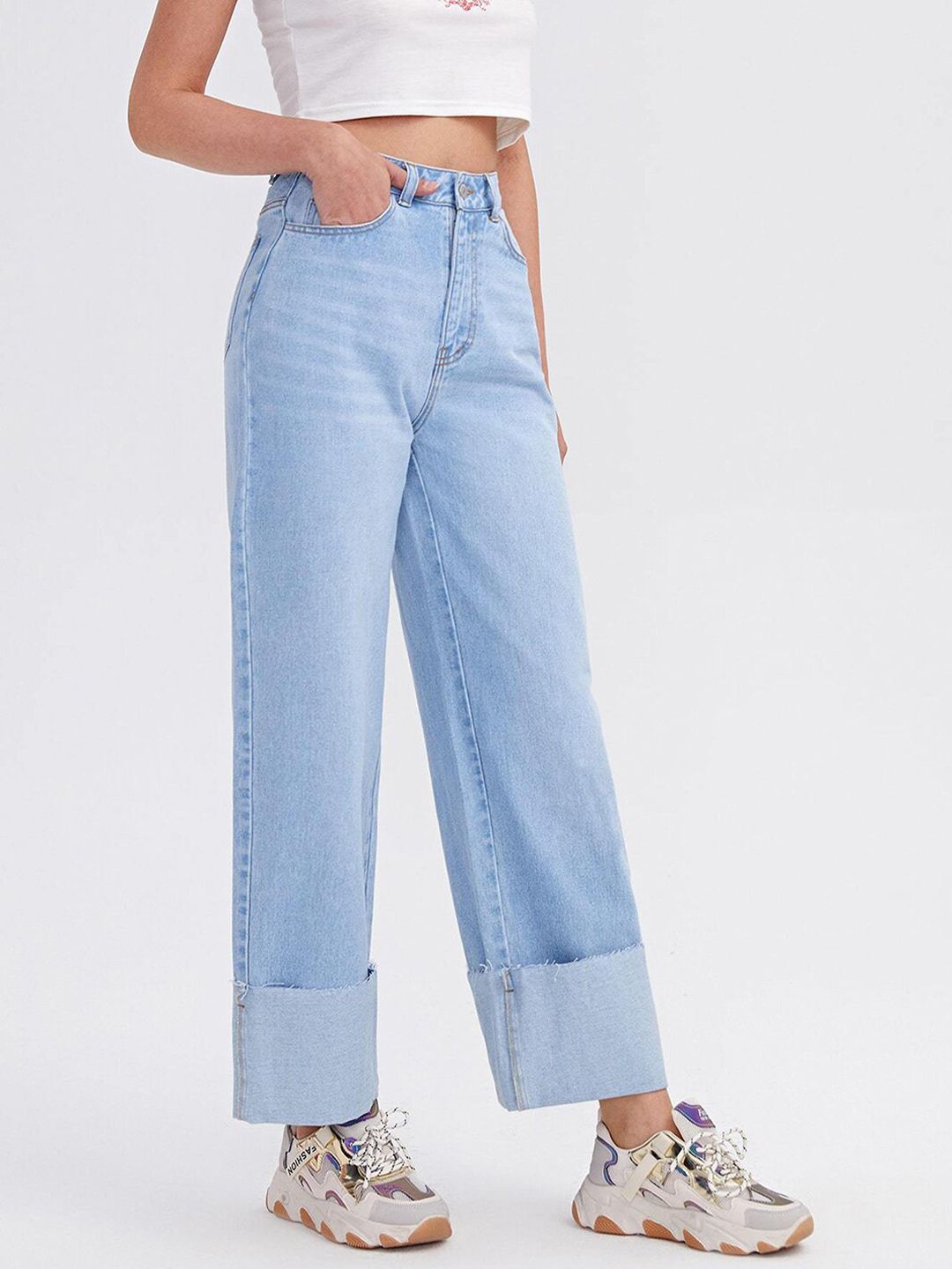 Kotty Women Flared High-Rise Stretchable Cotton Lycra Blend Jeans