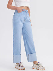 Kotty Women Flared High-Rise Stretchable Cotton Lycra Blend Jeans