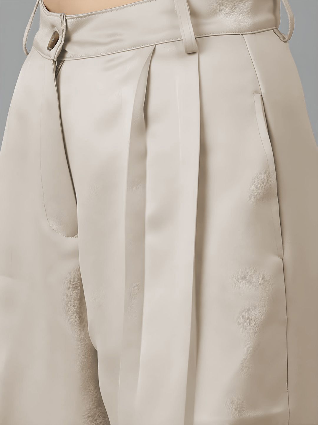 KOTTY BIZwear Women Straight Fit High-Rise Pleated Cargos