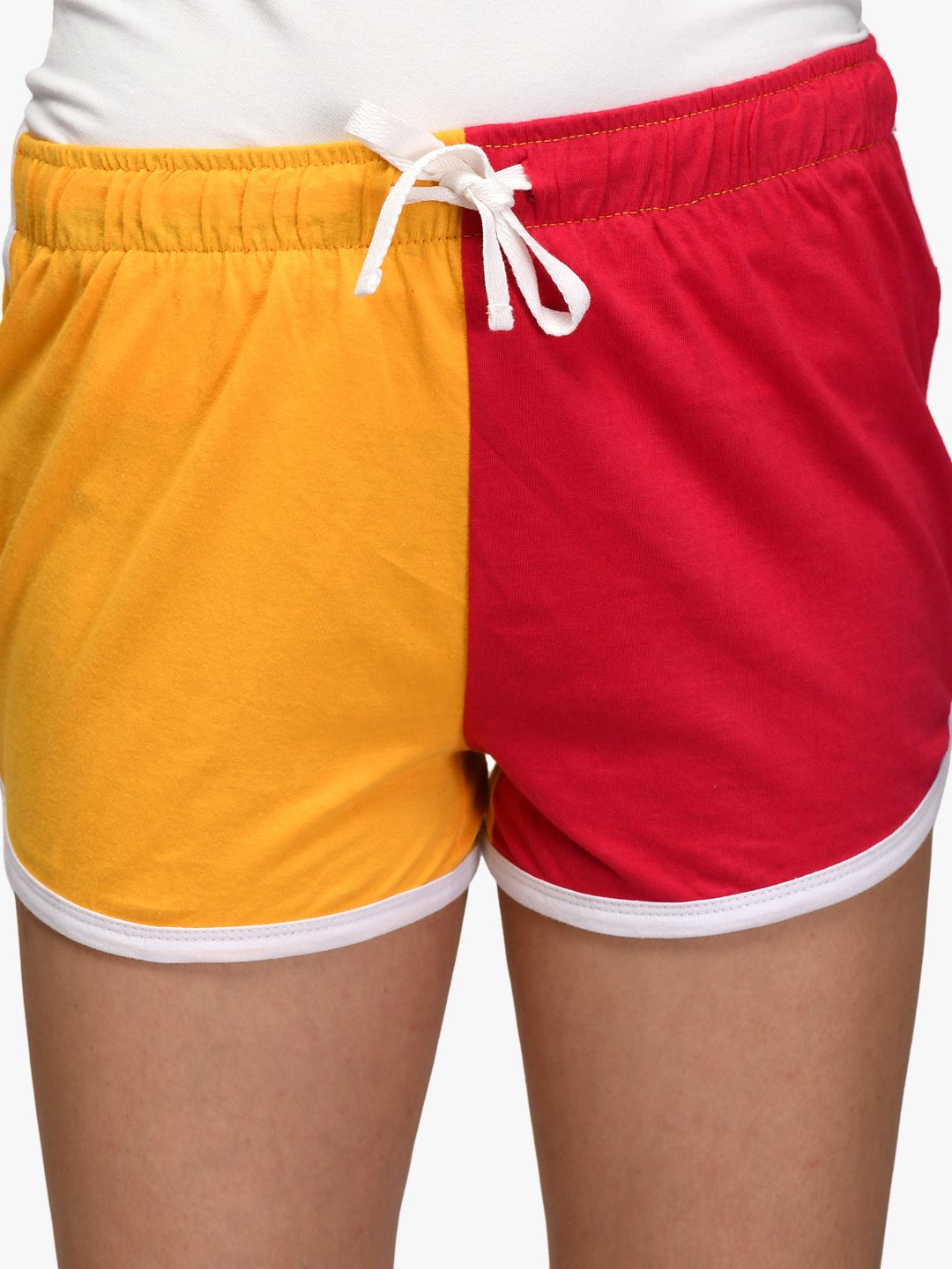 Kotty Women Yellow Colourblocked Regular Fit Regular Shorts